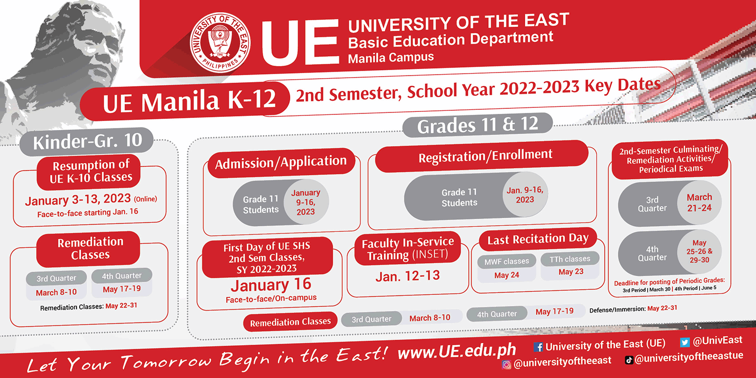 UPDATED Take Note UE Manila K To 12 Warriors Key Dates For 2nd Sem 